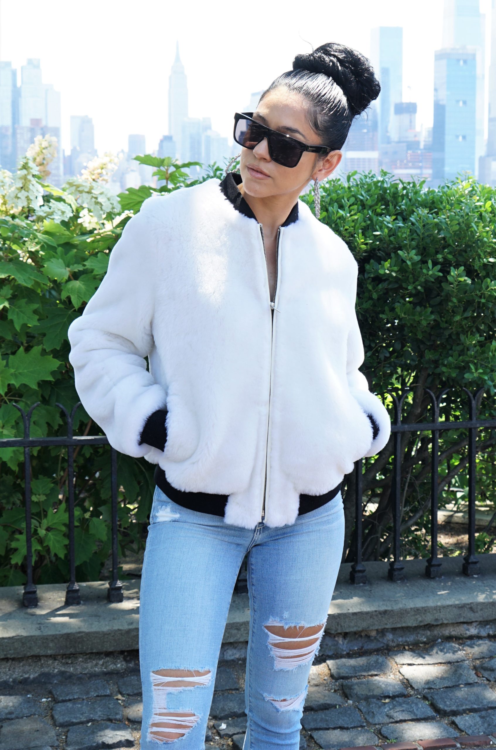 Women's White Shearling Jacket Designer