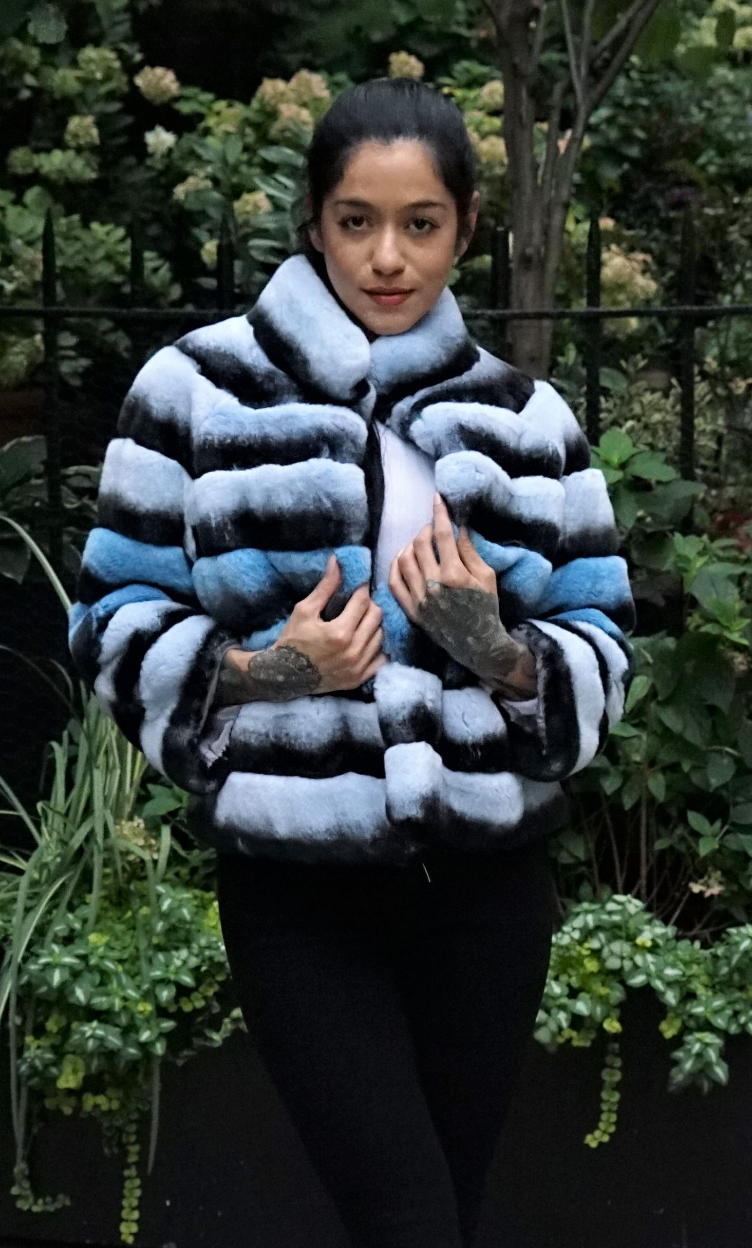 Blue Horizontal Rex Chinchilla Jacket