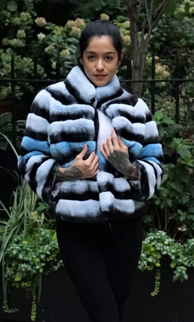 Shaded Blue Rex Rabbit Poncho