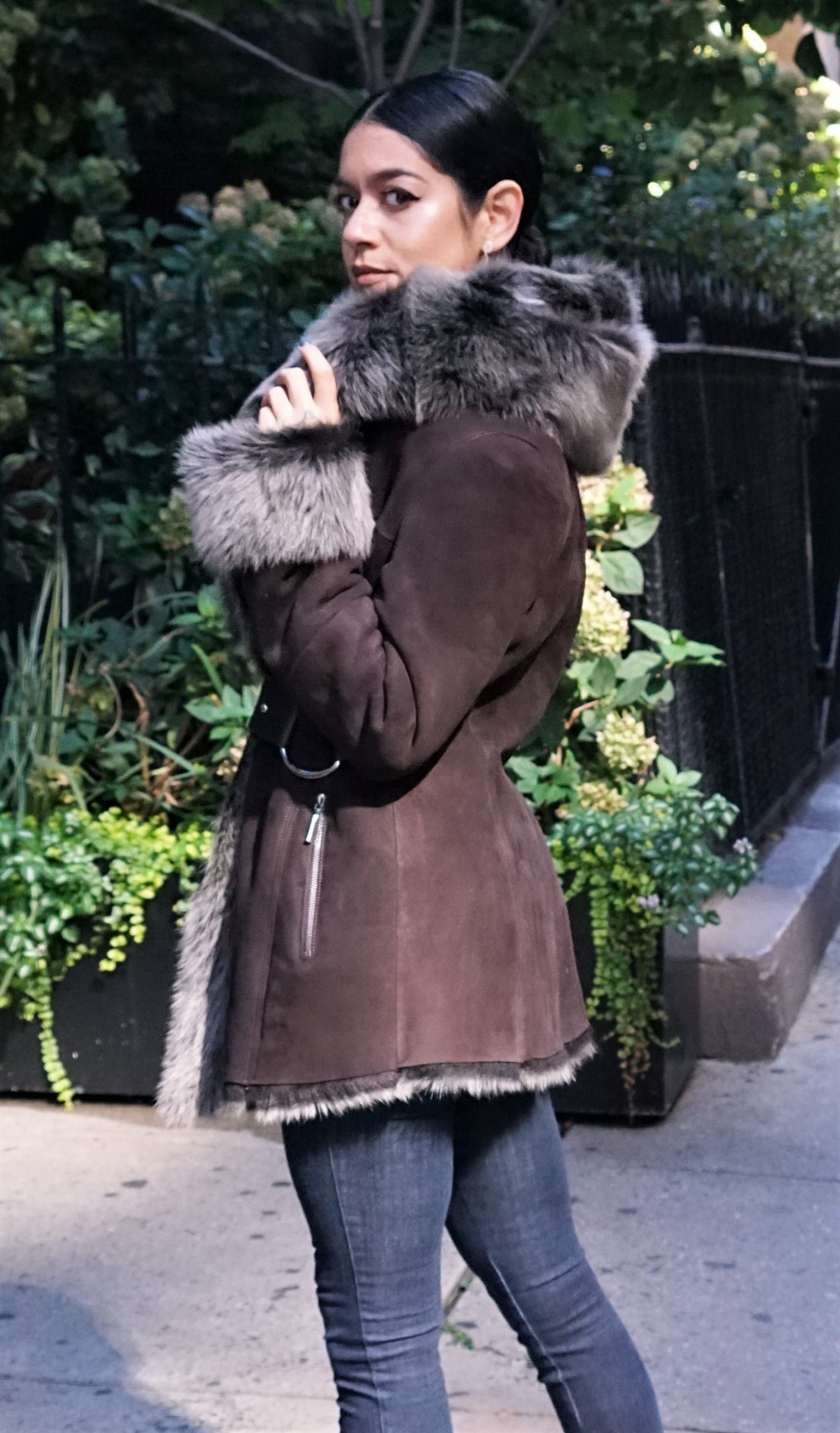 Designer Brown Shearling Jacket Furs