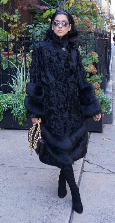 Black Persian Coat Fox Trim