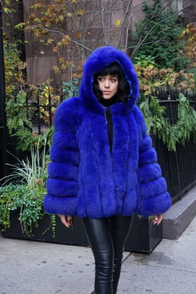 Royal Blue Fox Jacket Hood