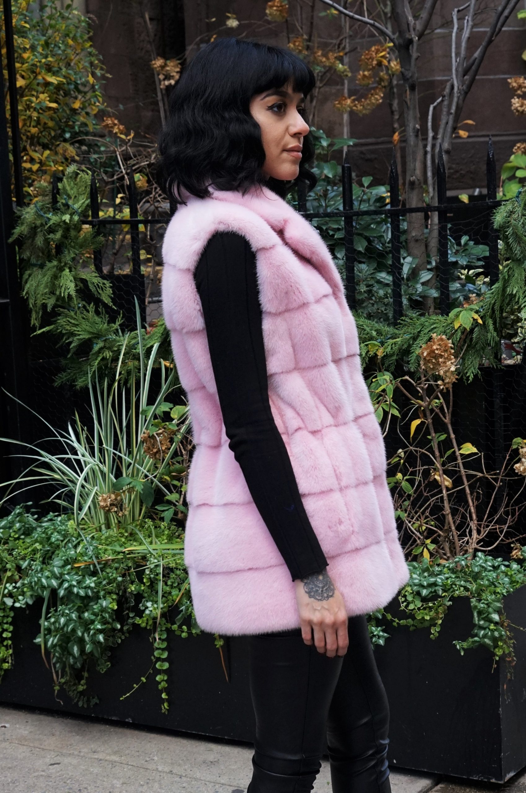 horizontal mink vest