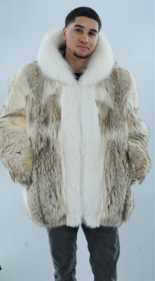 Men’s Coyote Fur Jacket White