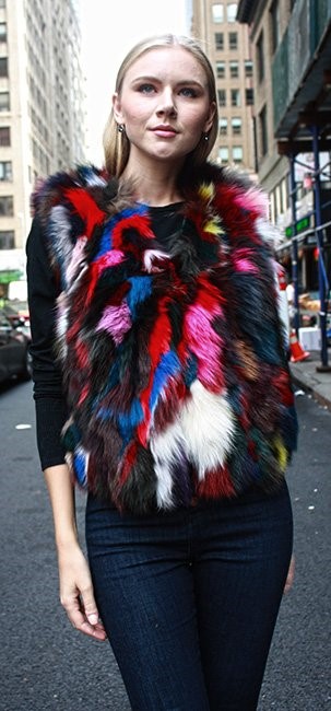 Multi-Colored Fox Fur Vest