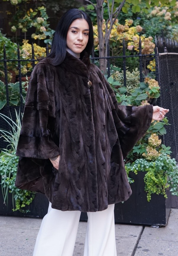 Brown Sheared Mink Poncho