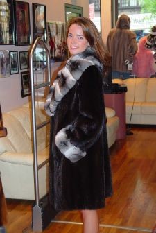 Blackglama Mink Coat Chinchilla Cross Cut Shawl Collar