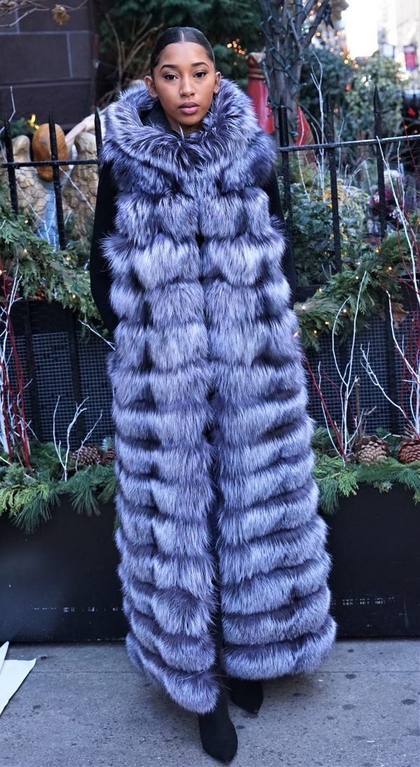 Horizontal Silver Fox Long Vest