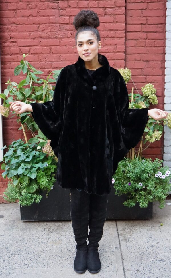 Black Sheared Mink Sculptured Cape