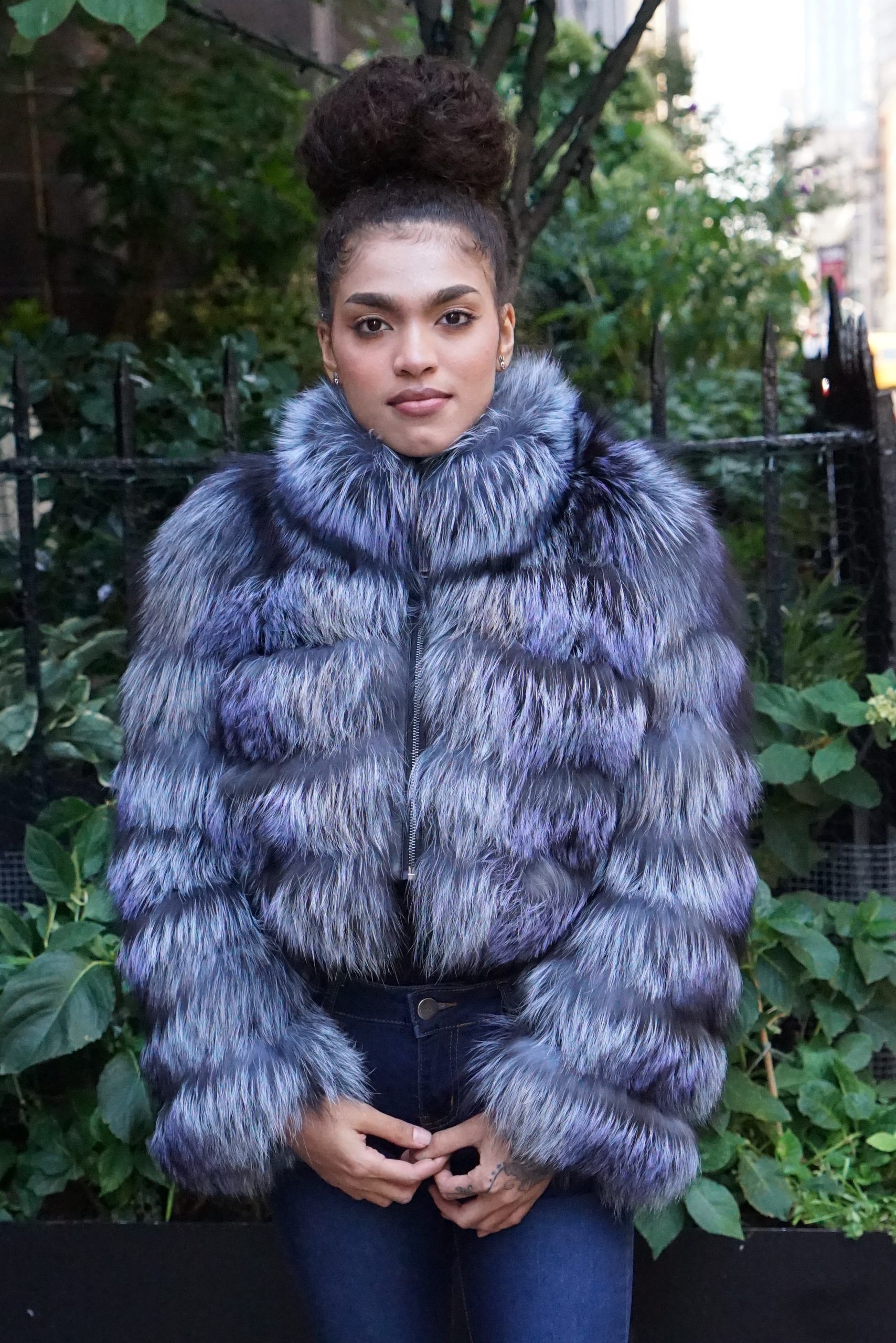 Multi Colored Silver Fox Jacket