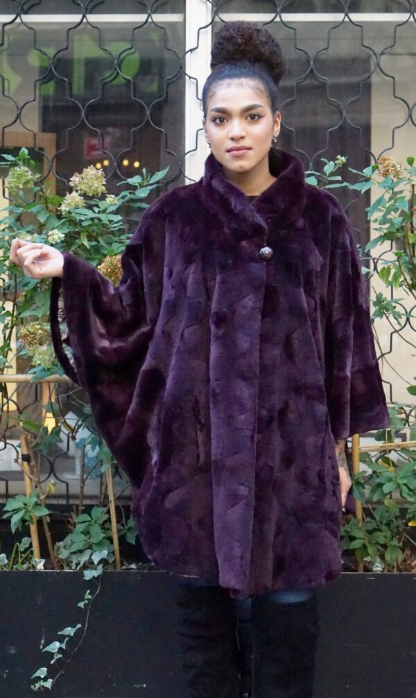 Purple Sheared Mink Cape