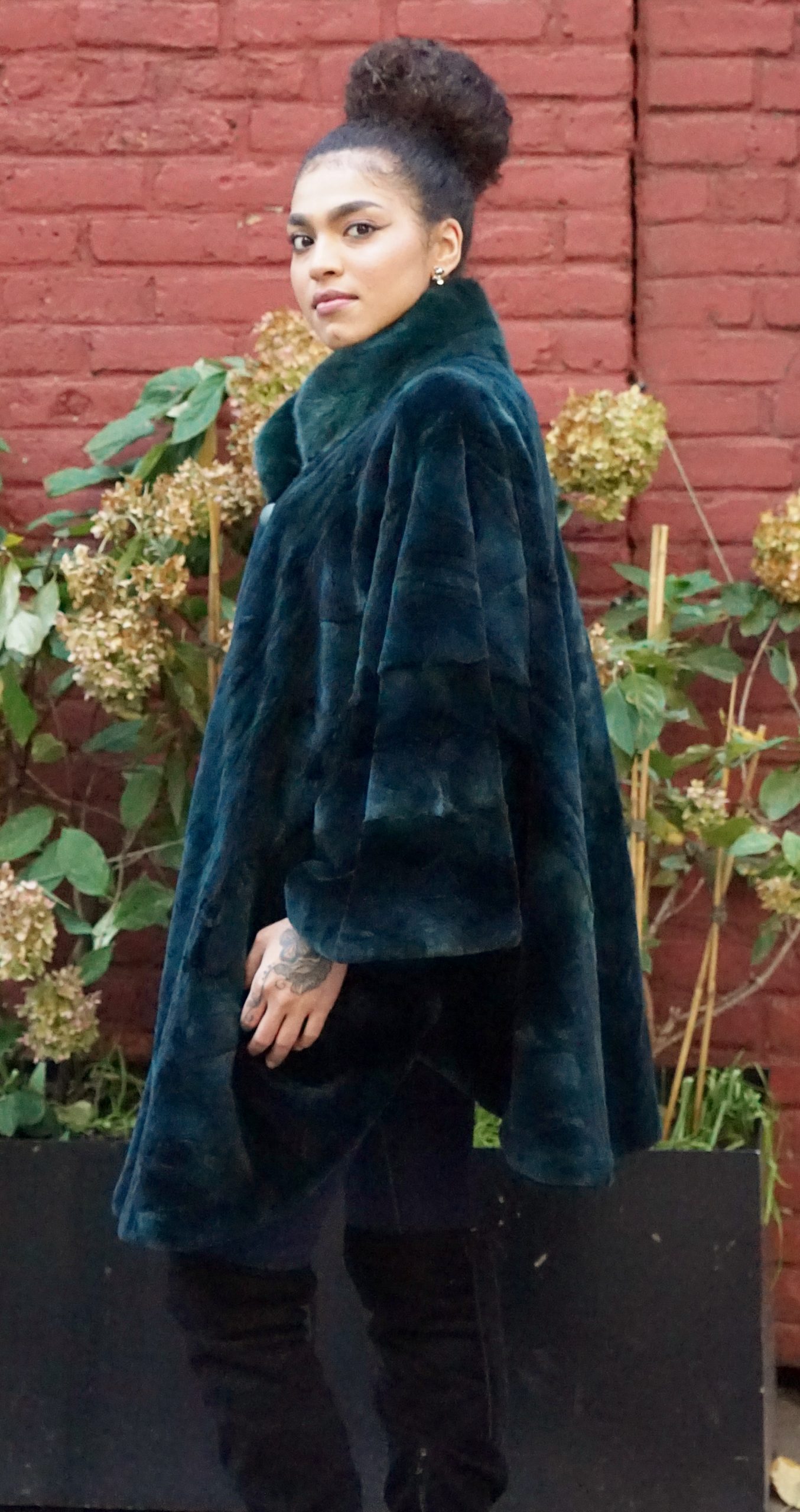 Emerald Green Sheared Mink Cape