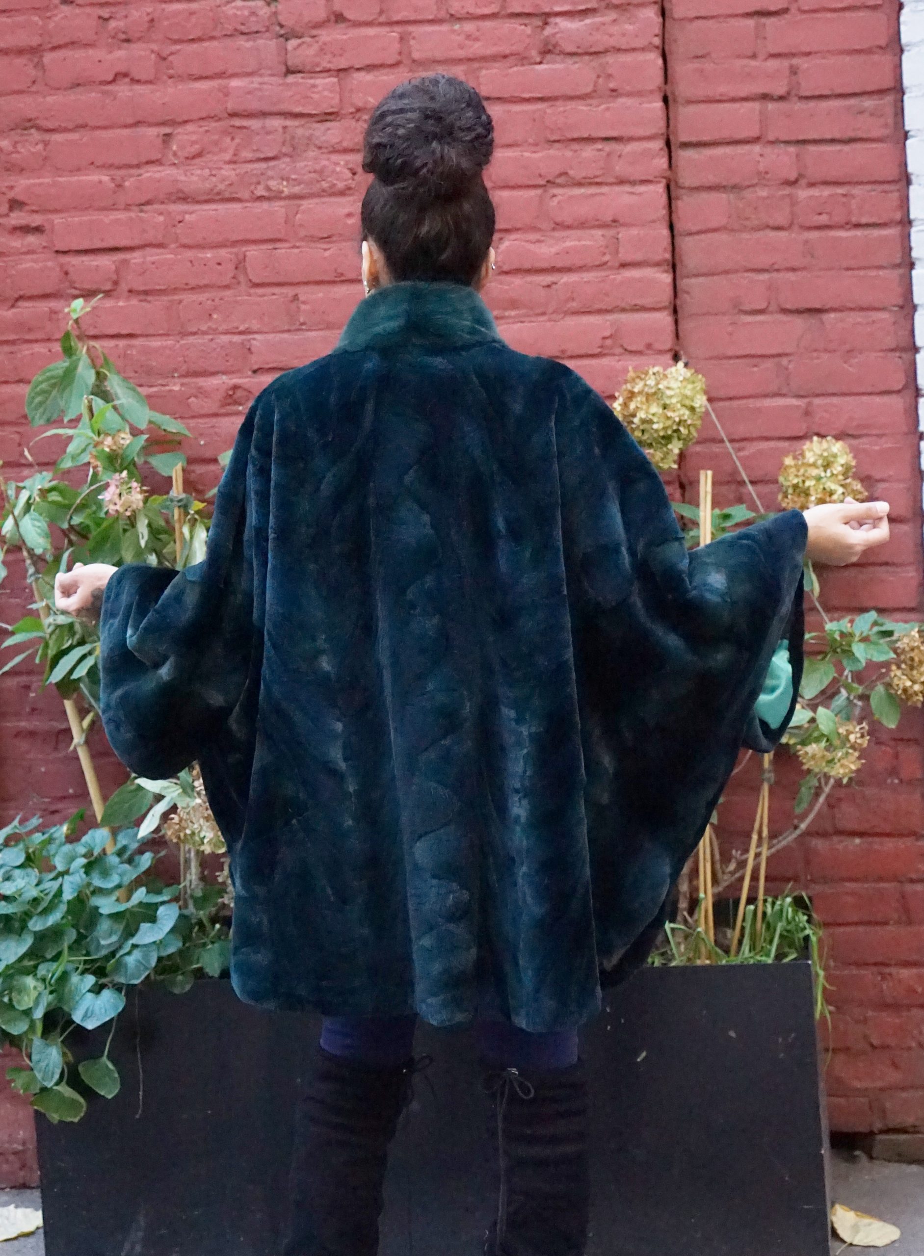 Emerald Green Sheared Mink Cape