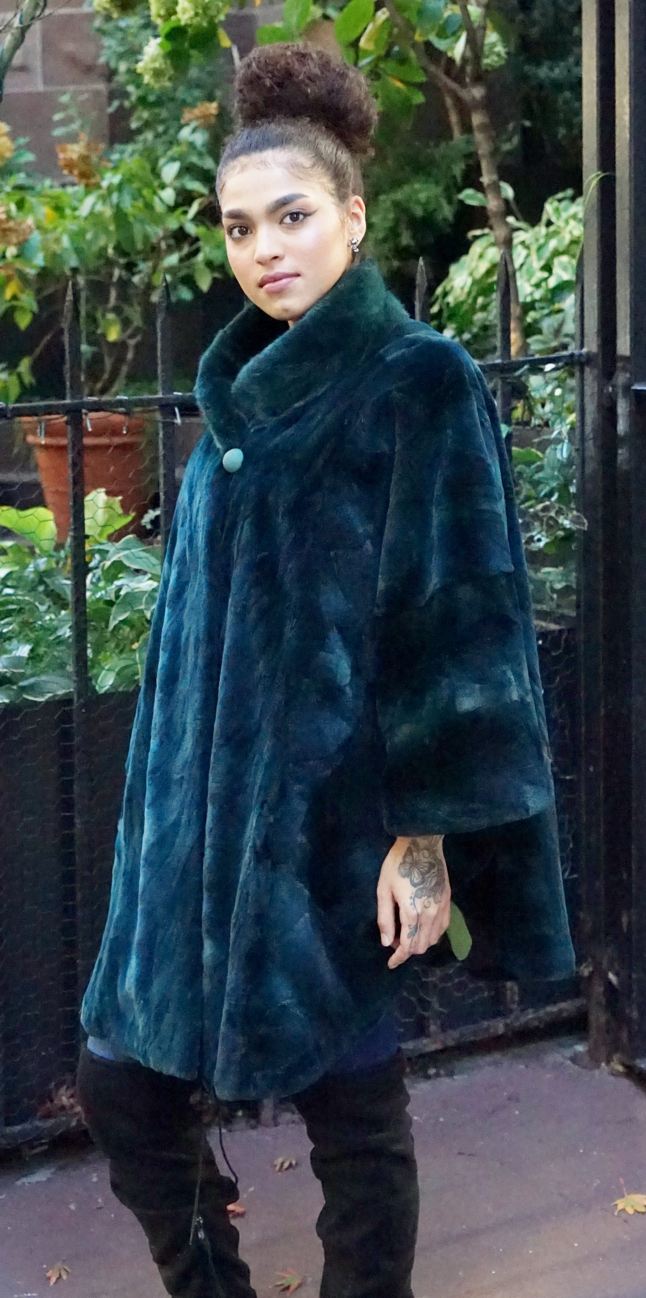 Emerald Green Sheared Mink Cape