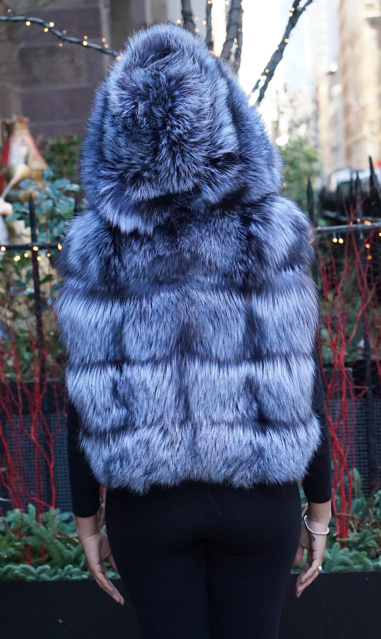 Hooded Silver Fox Vest