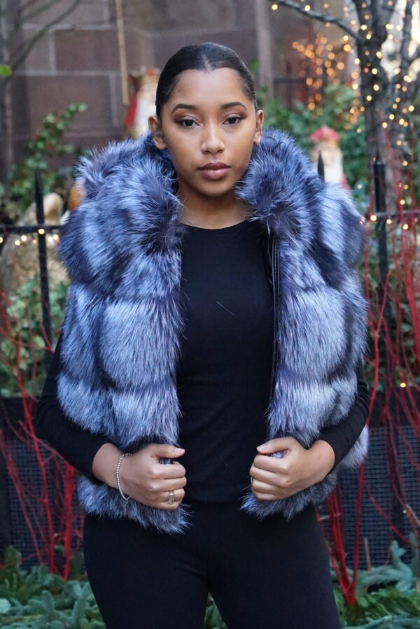 Hooded Silver Fox Vest