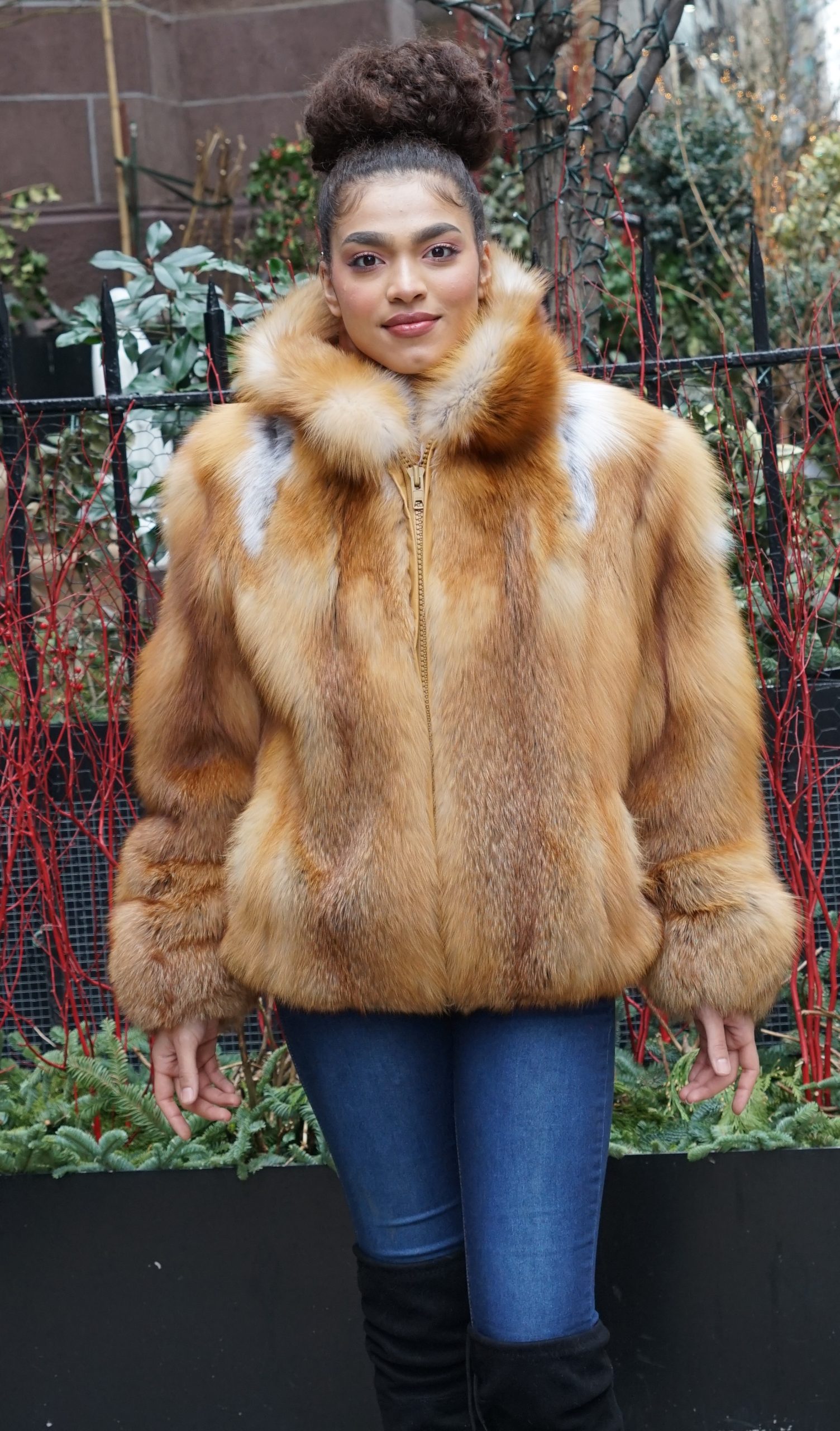 Classic Red Fox Bomber Jacket Hood