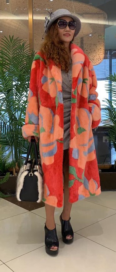 Designer Beautiful Flowered Mink Coat