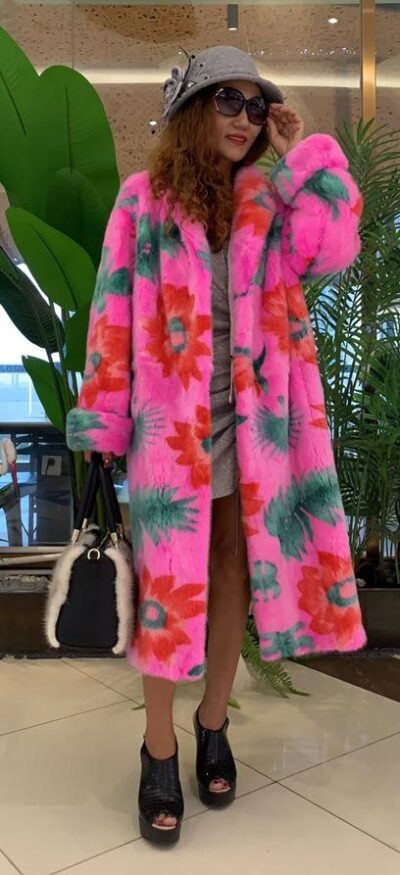 Fushia Mink Coat Designer Print