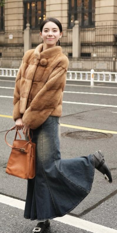 Horizontal Whiskey mink Jacket