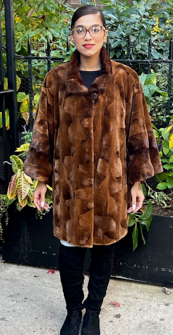 Cognac Sheared Mink Cape