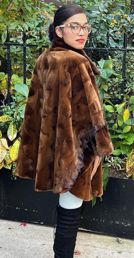 Cognac Sheared Mink Cape