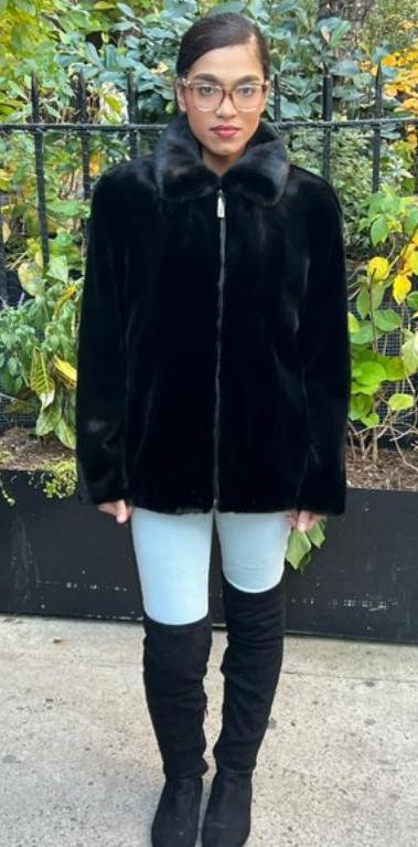 Classic Black Mink Jacket Zipper Closing