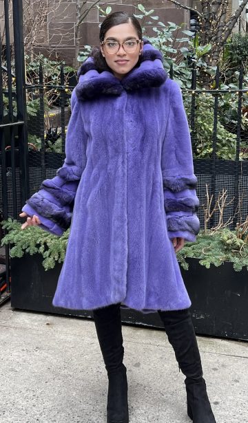 Purple Mink Swing Coat Chinchilla Trim