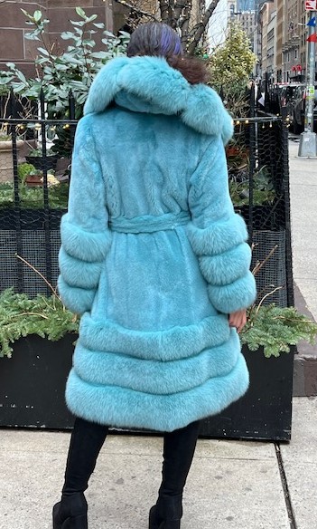 Tiffany Blue Dyed Mink Coat