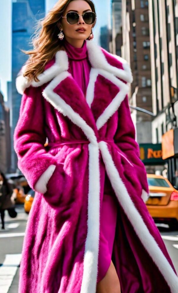 Fuchsia Mink Coat White Mink Fronts