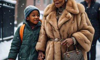 Grandma Walking with Grandson Fur Lifestyle