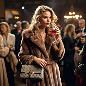 Whiskey Mink Coat at Formal Event