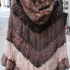 Multi Toned Knit Mink Fur Poncho Hood #9776 - Image 3