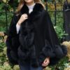 Black Cashmere Cape Black Fox Trim 474747