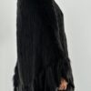 Black Knit Mink Poncho with Fringes 2344 - Image 2