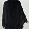 Black Knit Mink Poncho with Fringes 2344 - Image 3