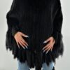 Black Knit Mink Poncho with Fringes 2344 - Image 5