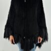Black Knit Mink Poncho with Fringes 2344 - Image 6