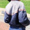 Women's Gray Blue Pink Varsity Shearling Jacket 3737 - Image 3
