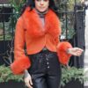 Orange Alpaca Jacket Orange Fox Trim Size XS 3383 - Image 2