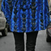 Sculptured Lazor Cut Blue Dyed Mink Fur Blue Dyed Silver Fox Trim Cape With Hood - Image 2
