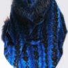 Sculptured Lazor Cut Blue Dyed Mink Fur Blue Dyed Silver Fox Trim Cape With Hood - Image 10