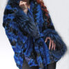Sculptured Lazor Cut Blue Dyed Mink Fur Blue Dyed Silver Fox Trim Cape With Hood - Image 12
