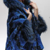 Sculptured Lazor Cut Blue Dyed Mink Fur Blue Dyed Silver Fox Trim Cape With Hood - Image 18