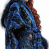 Sculptured Lazor Cut Blue Dyed Mink Fur Blue Dyed Silver Fox Trim Cape With Hood - Image 19