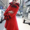 Red Mink Fur Stroller Chinchilla Wing Collar Bell Cuffs 22125 - Image 2