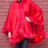 Red Cashmere Cape Dyed Red Fox Border 2211 - Image 5